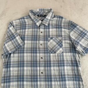 Travis Mathew Shirt Men XL Grey Plaid Pocket Golf Short Sleeve Casual NWOT $98